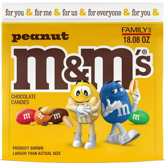 M&M's Peanut Milk Chocolate Candy, Family Size - 18.08 oz Bulk Bag pack of 1