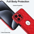 thumbnail image 7 of Unique Logo View Design Luxury PU Leather Lozenge Pattern Phone Case for iPhone 16 Plus Anti-Slip Scratch Resistant Ultra Slim Shockproof Anti-fall Protective Phone Case Cover,Red, 7 of 7