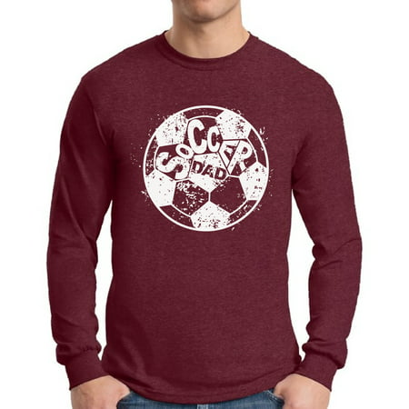 Awkward Styles Men's Soccer Dad Ball Graphic Long Sleeve T-shirt Tops White Vintage Father`s Day Best Soccer (Best College Soccer Players)