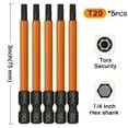 thumbnail image 5 of 5pcs T20 Torx Security Bit Set, S2 Steel Torx Screwdriver Sets 1/4” Hex Shank Torx Security Tamper Proof Resistant Impact Driver Bit Set, 5 of 9