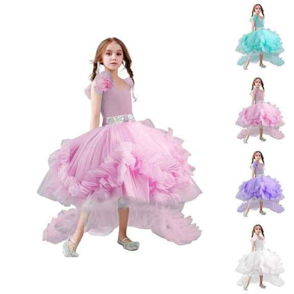 Detachable Train Tutu Dress for Girls – Convertible Formal Gown with Full Skirt, Wedding & Recital Wear, Elegant Evolution of Pink Dress for Girls Silhouette