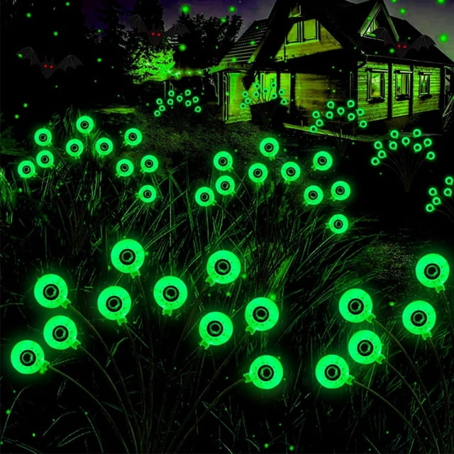 2Pcs Scary Eyeball Lights IP65 Waterproof Solar-Powered Patio Pathway Swaying LED Lights Halloween Party Decoration Red Size 6