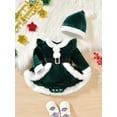 thumbnail image 3 of Miaouyo Infant Baby Girls Christmas Romper Dress 1 3 6 9 12 18 Months Plush Patchwork Long Sleeve Jumpsuits and Cute Santa Hat Set, 3 of 9
