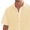 thumbnail image 4 of Horkkom Linen Shirts for Men Button Down Solid Color Short Sleeve Shirts Summer Beach Loose Casual Shirts XL, 4 of 5