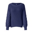 thumbnail image 2 of Vedolay Womens Cute Sweater Women's Fall Winter Casual Puff Sleeve Crew Neck Loose Soft Pullover Sweater,B S, 2 of 3