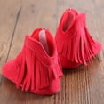 thumbnail image 2 of Baby Boys Girls' Boots, Infant Cowboy Tassels Short Bootie Soft Sole Snow Boots with Ankle Side Zipper for Winter, Red, 2 of 5