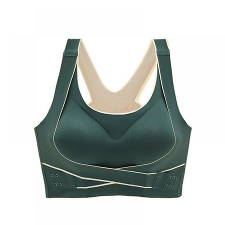 

Xmarks Sports Bras for Women Front Criss Cross Bras Side Buckle Sports Bras Wireless Push Up Seamless Bra Green 85BCD/90AB