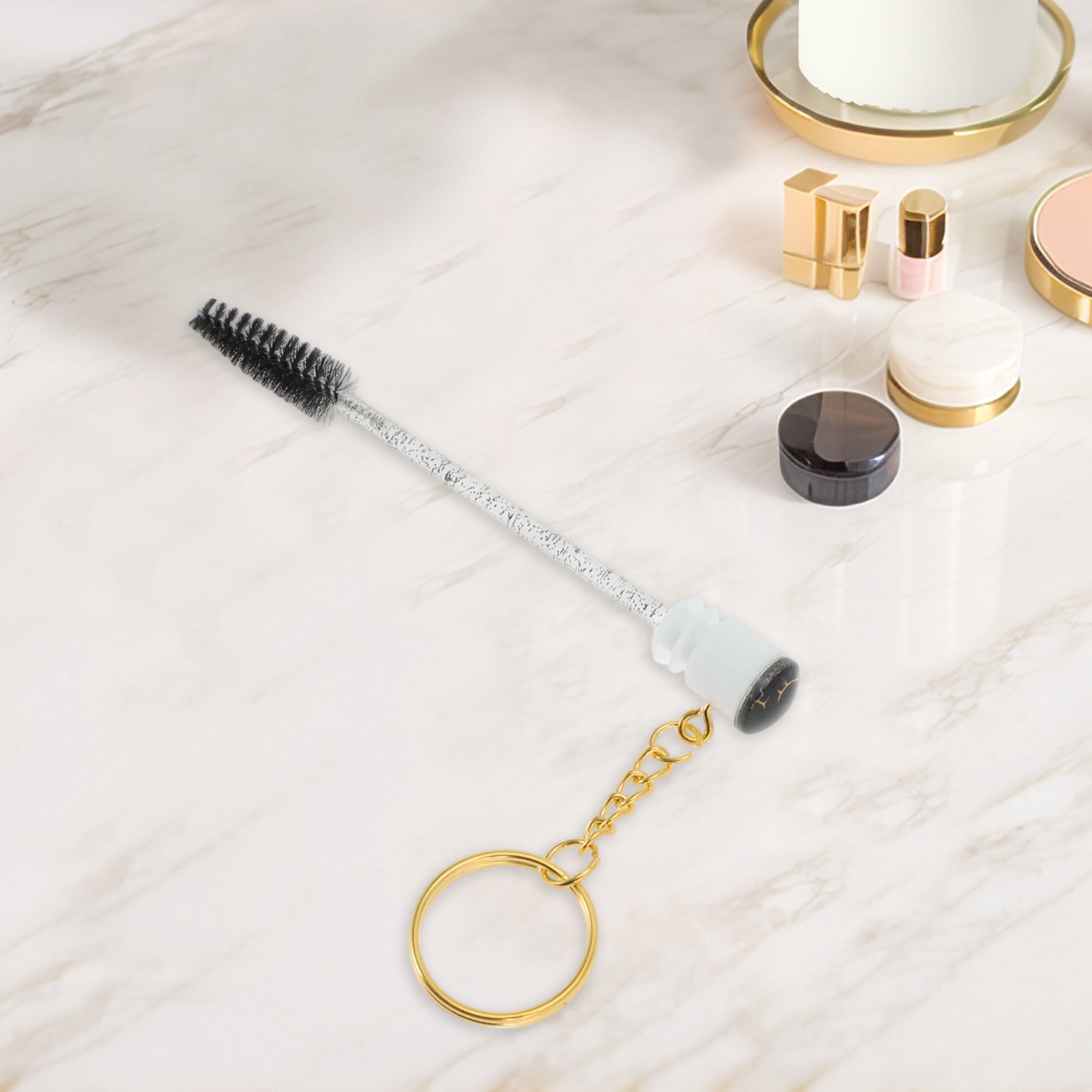 Unique Bargains 1 Pc Compact Eyelash Brush in Tube Design with Gold-Tone Buckle Black