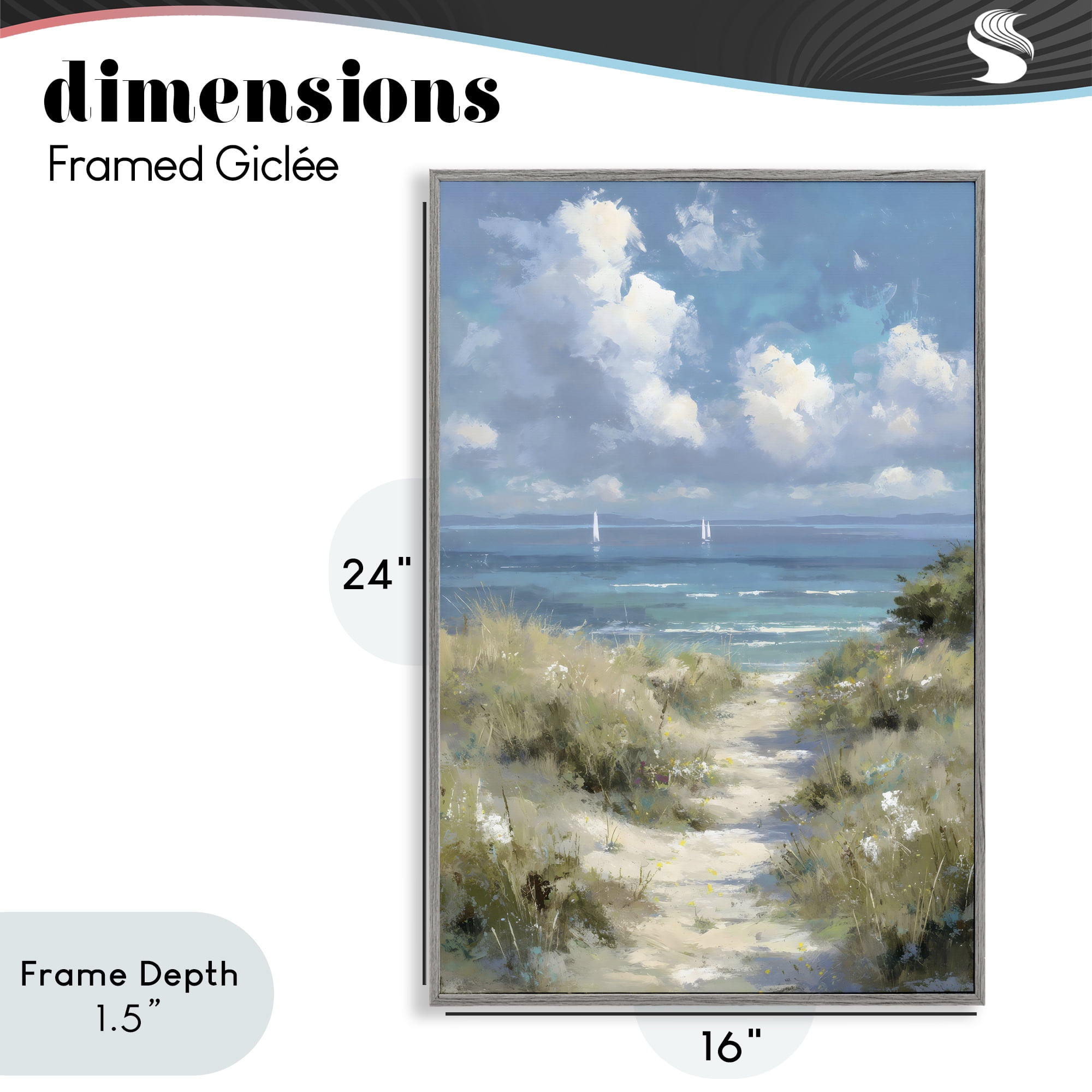 Stupell Industries Impressionist Clouds over Beach Path Gray Framed Giclee Art, design by Petal Prints Design