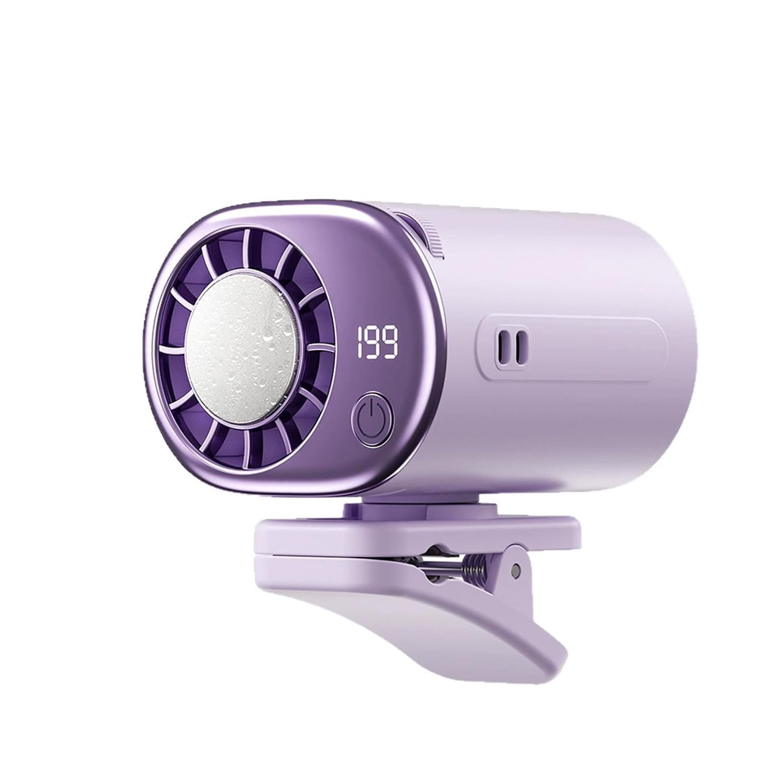 2026 Car Clip on Air Conditioner Fan with LED Display, Portable Mini Cooling System for Auto Vehicle, USB Rechargeable Battery Powered Gadget, 360° Rotation Adjustable 199 Speeds Truck Tent (Purple)