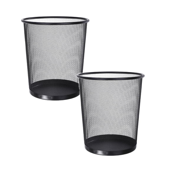 2Pcs Deal Countdown! Waste Paper Dustbin Black Wire Heavy Duty Paper Bucket For Home Bureau A Wastepaper Set Other Cleaning Supplies Practical Home Decor 10.2" X 9.1" X 7.3"