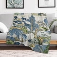 thumbnail image 6 of Chinoiserie Asian Scenic Blue Green Throw Blanket Soft Cozy Flannel Fleece Warm Microfiber Blankets for Couch Sofa Bed 40"x50", 6 of 8