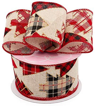 Christmas Plaid Boxing Day Wired Plaid Christmas Wreath Ribbon Wreath Gift Bows Bows Garland 2 12 x 10 Yards Wrapping Gifts