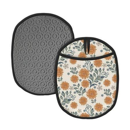 

Matuu Sunflowers 5 for Non Slip Pot Holder for Kitchen Baking and Cooking Silicone Pot Mat Mitten With Hanging Loop Heat Resistant 7.5 x 9.4 Inches