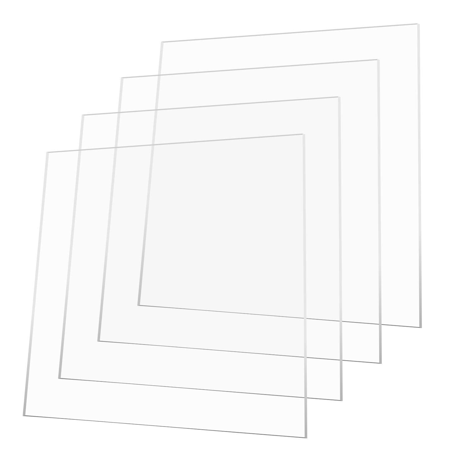 4 Pack 8" x 10" x .12" Clear Acrylic Sheets, Plexiglass Picture Frame