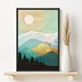thumbnail image 2 of PixonSign Framed Canvas Print Wall Art Mountain Peaks and White Sun Nature Wilderness Illustrations Modern Art Decorative Elements Scenic Colorful Boho Decor for Living Room, Bedroom - 24"x36" Black, 2 of 5