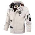 thumbnail image 2 of Multiple Pocket Design Embroidery Long Sleeve Zip UpDrawstring Hooded jacket, Men's Stand Collar Thin Jacket For SpringOutdoor, 2 of 4