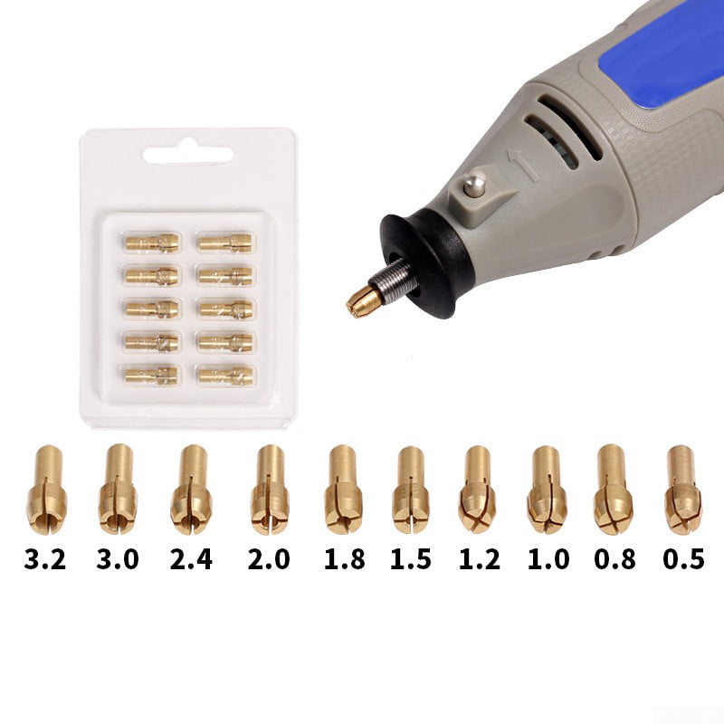 10Pcs 0.5mm Clamp Dia Collets Chucks Electric Grinder Rotary Tool 4.3mm Tail Dia 
