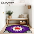 thumbnail image 3 of ODIKA 2'x3' Machine Washable Non-Slip Area Rug, Retro Sunburst Medallion with Angular Interlocking Borders High Traffic Rug, Purple, 701423, 3 of 7