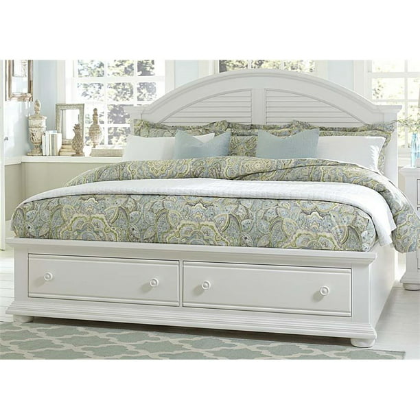 Queen Storage Bed In Oyster White, Wiley Full Bookcase Platform Storage Bed