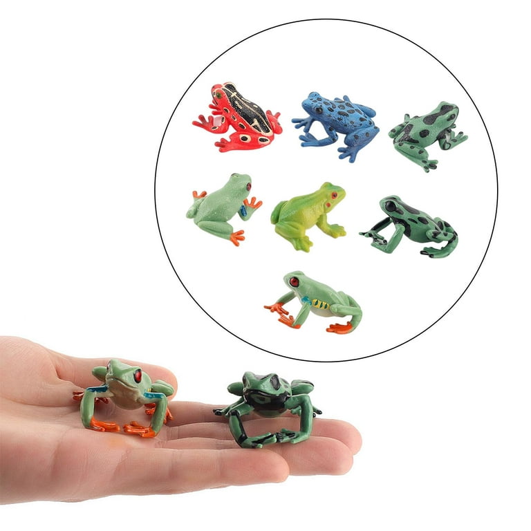 7Pcs Simulation Frog Figurines Animal Model Colorful Frogs Play