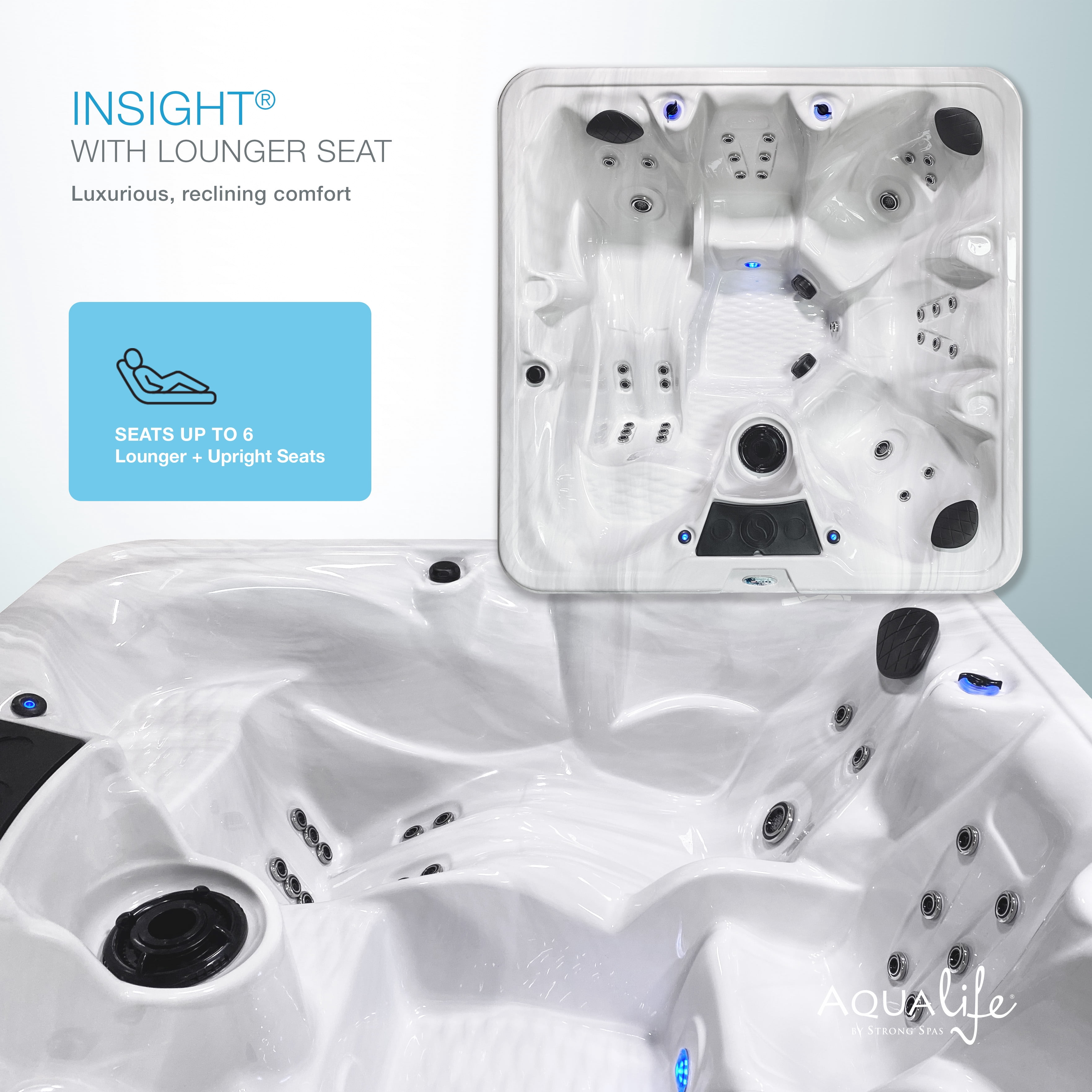 Aqualife by Strong Spas Insight 6 Person 73-Port Lounger Spa, 34 Jets, Espresso