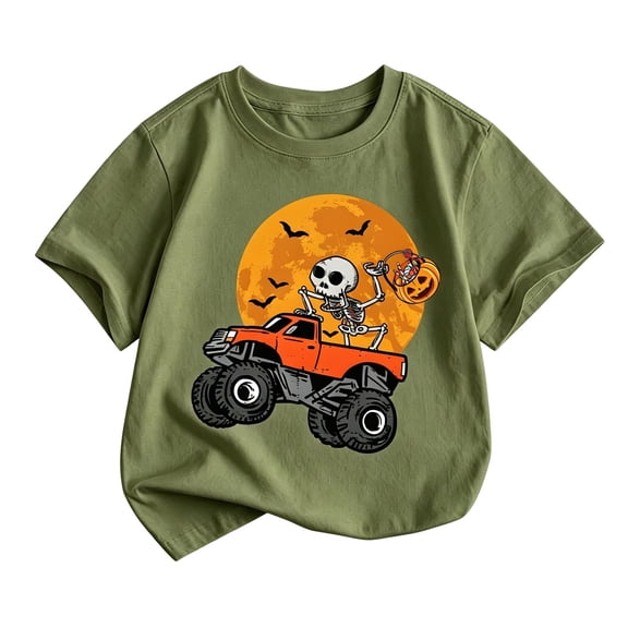 Kiijoy Toddler Boys Halloween T Shirt Graphic Tee Kids Short Sleeve T-Shirt, Sizes 2-3