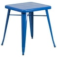 thumbnail image 4 of Flash Furniture Owen Commercial Grade 23.75" Square Blue Metal Indoor-Outdoor Table Set with 2 Stack Chairs, 4 of 5