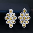 thumbnail image 2 of Silver Plated Yellow Cubic Zircon Crystal Flower Earrings Bridal Fashion Jewelry, 2 of 9