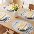 thumbnail image 2 of Placemats Set of 6 Leather Placemats for Kitchen Dining Table Decor Washable Heat Resistant Table Place Mats Silver 16.9x11.8inch, 2 of 6