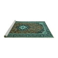 thumbnail image 2 of Ahgly Company Machine Washable Indoor Square Medallion Turquoise Blue Traditional Area Rugs, 8' Square, 2 of 4