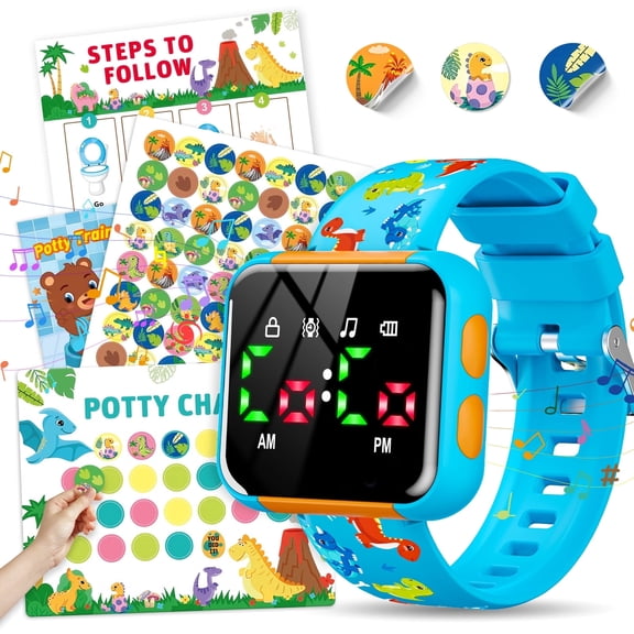 Potty Training Watch for Toddler, Toilet Training Reminder with Music Vibration, Dinosaur Potty Chart, Gifts for 2 3 4 Year Old Toddler Boys Girls