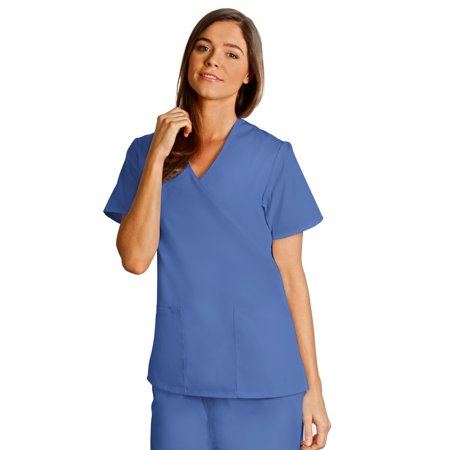 Adar Universal Mock Wrap Solid Trim Top 608 Ceil Blue Ceil