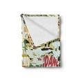 thumbnail image 2 of Retro Soft Flannel Fleece Blanket, Grunge Style Collage Print of Old Torn Posters Magazines Newspapers Paper Art Print, Cozy Plush for Indoor and Outdoor Use, 50" x 70", Multicolor, by Ambesonne, 2 of 5