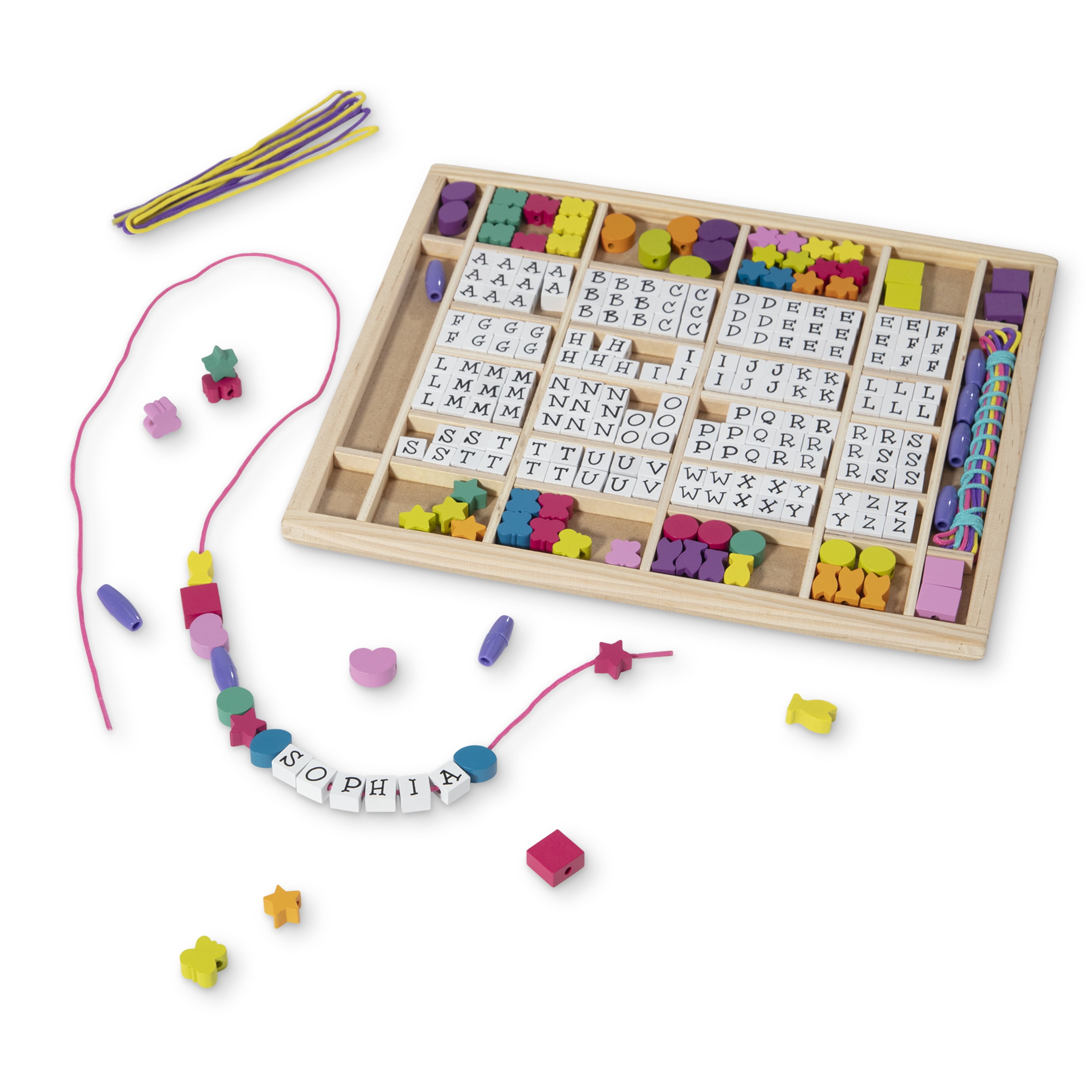 Wooden Alphabet Beads 50 Pcs – Craft For Kids