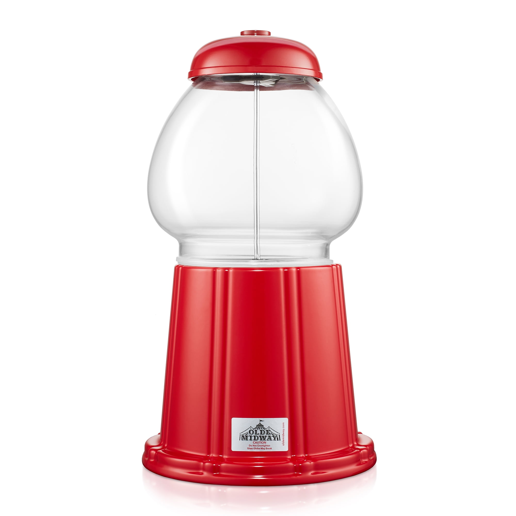 Olde Midway 12" Gumball Machine with Coin Bank - Red, Antique-Style Bubble Gum Candy Dispenser
