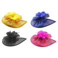 thumbnail image 1 of 4 piezas de sombreros de malla con flores para tocado vintage Amarillo Azul Negro Rosa Rojo, 1 of 9