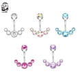 thumbnail image 2 of Anillos de Ombligo de 5 cristales para mujeres y niñas, acero quirúrgico 316L, barra curvada para el Ombligo, 14g, joyería colgante para el cuerpo, Piercing para el Ombligo Tan Jianjun unisex, 2 of 2