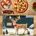 thumbnail image 2 of JOOCAR Christmas Reindeer with Joy Sign Linen Table Mats Set of 4 for Home Kitchen Table Decor 12x18 inch, 2 of 5