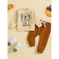 thumbnail image 2 of Infant Baby Boy Fall Outfits Long Sleeve Skeleton Letter Pattern Sweatshirt Pants Set, 2 of 9