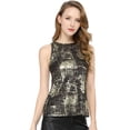 thumbnail image 4 of MODA NOVA Junior's Metallic Shiny Tank Top Party Club A-Line Shimmer Camisole Black L, 4 of 7