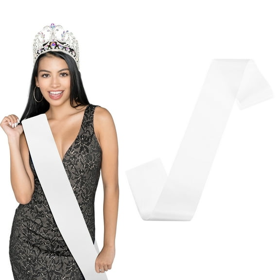 Uxcell 1-Pack Blank Satin Sash, 3.8"/95mm Party Accessory Sashes for Wedding/Birthday/Party Decorations/DIY /Graduation [White]