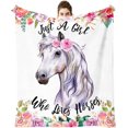 thumbnail image 6 of Horse Blanket 50x60 Inch, Flannel Floral Print, Cozy Throw Blanket for Home Decor, Sofa, Chair, Travel & Camping, Ideal Gift for Horse Lovers, Women, Girls, Family and Friends, 6 of 6