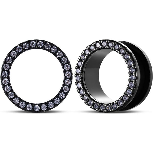 GHSDFBB 2 Pcs 316L Acier Inoxydable Vis Tunnel Bouchon d'Oreille Extensible Jauge 0G-1 Pouces