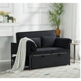 thumbnail image 3 of BSHTI 3 in 1 Pull-Out Sleeper Sofa Bed, Velvet Upholstery Fold Out Sleeper, 5-Position Reclining Back Loveseat, Movable Arm Cushion, Easy Assembly, Black, 3 of 15