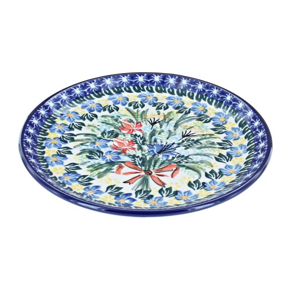 Blue Rose Polish Pottery Day Lily Boquet Saucer