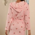 thumbnail image 4 of NAFUU Flannel Robes For Women Soft Fleece Hooded Robe With Cherry Print Bathrobes Sleepwear Comfort Home Wear Lounging Relaxation Holiday Pajama Sets, 4 of 7