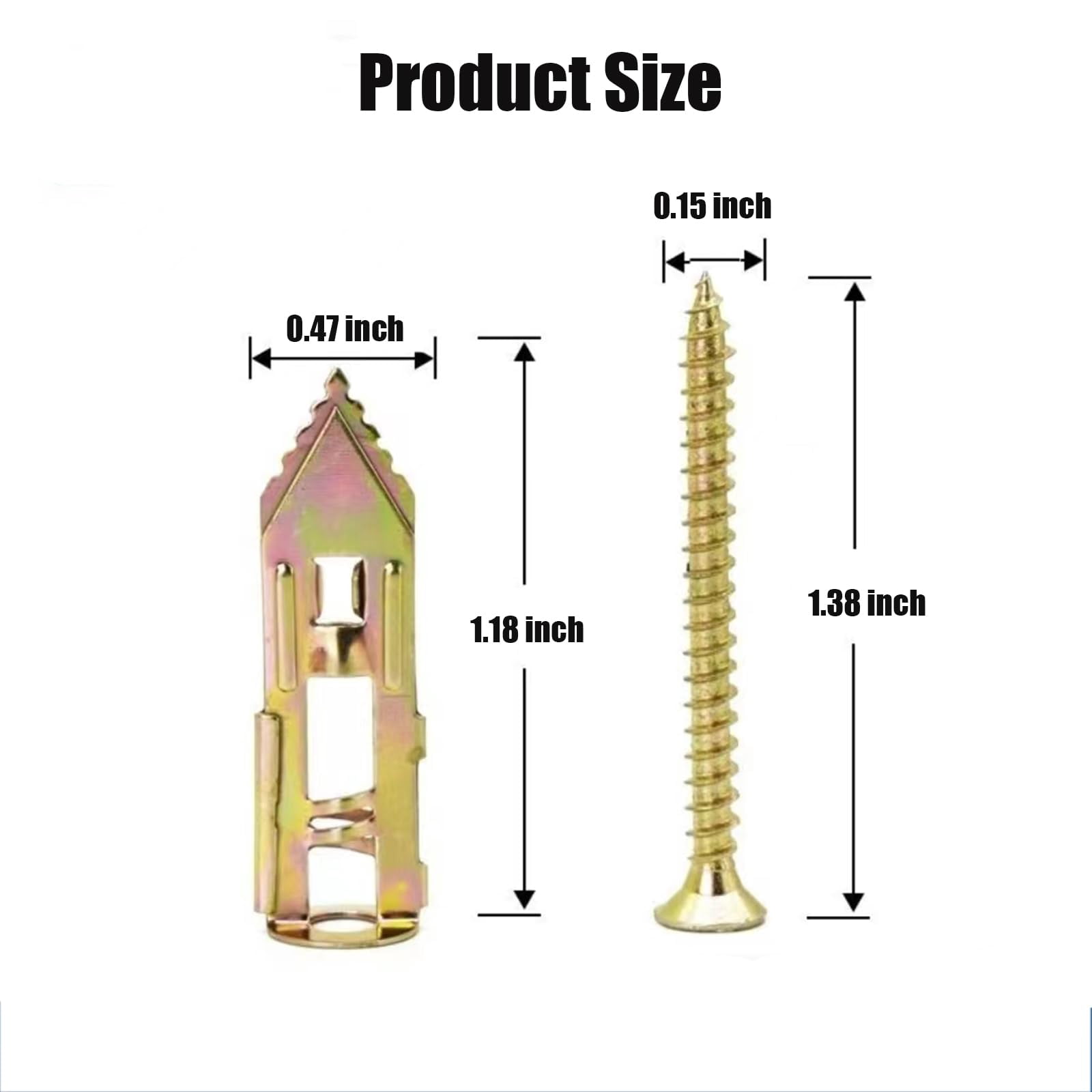 50 PCS Self Drilling Drywall Anchors with Screws Kit, Anchors and Screws Kit, No Drill Or Holes in Wall Drywall Anchors(0.47x1.18'' Self Drilling Anchors and 0.15 x1.18'' Screws)