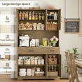 thumbnail image 6 of Homfa 71" Kitchen Pantry with Charging Station, Freestanding Cupboard with Adjustable Shelves, Floor Cabinet for Dining Room, Rustic Brown, 6 of 8
