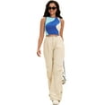 thumbnail image 6 of DARING DIVA Women's Color Block Ribbed Sleeveless Crop Tank Tops S Blue, 6 of 7